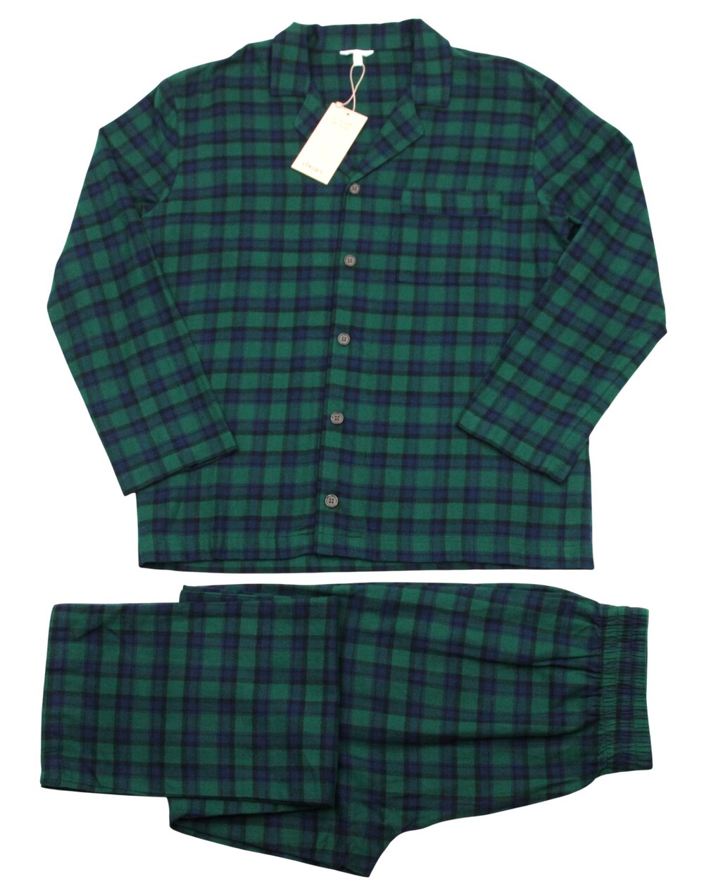 Eberjey Flannel Pajama Set Mens XL Green Plaid Long Sleeve Organic Cotton PJ
